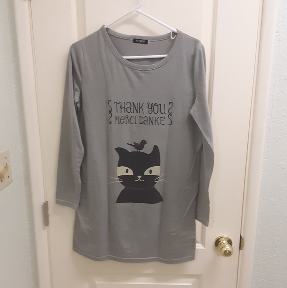 Gray korean printed shirt dress, size medium - Picture 1 of 4